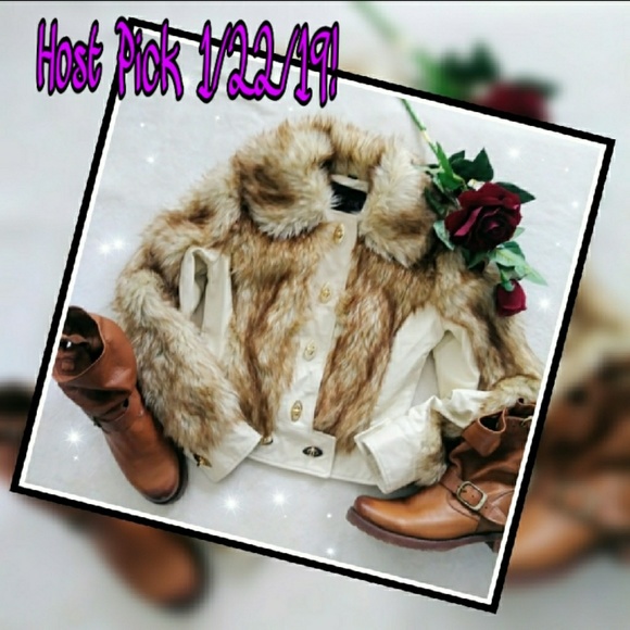 2xHP! Rachel Zoe Creme/Brn Leather Faux Fur Jacket - Picture 2 of 8